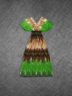 Green And Brown Patterned Maxi Dress